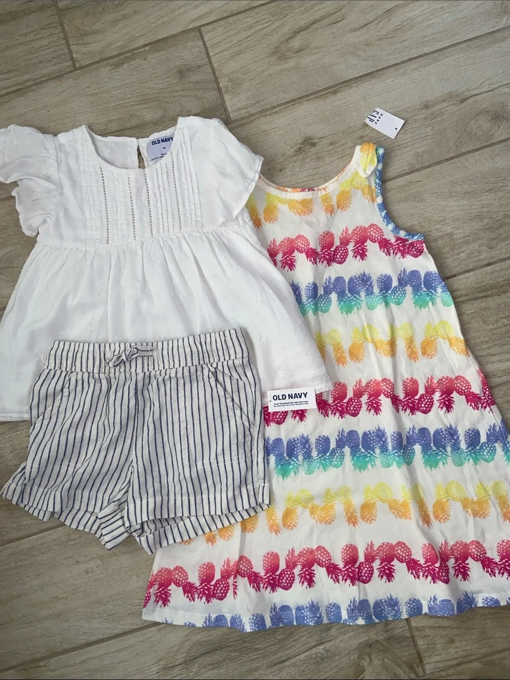 Gap Kids Pink Pineapple Sleeveless Dress Linen Shorts Crochet White Top 5T XS